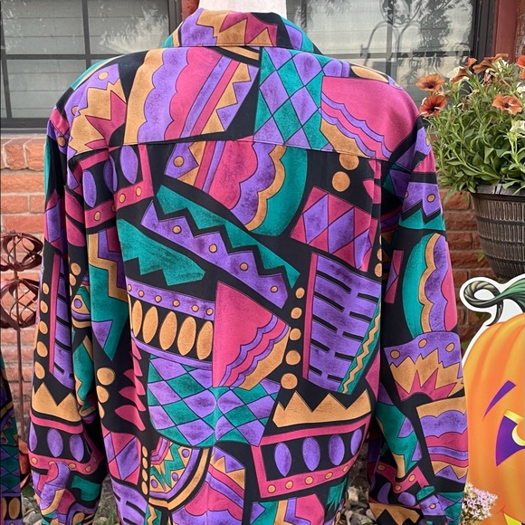 Lilli Ann Collections • Purple/Black • Large • Geometric • Blouse & Skirt Set - Picture 8 of 16